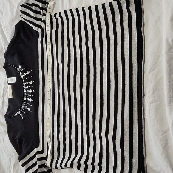 Alfred Dunner Sweater 2X Festive Holiday Party Glam Beaded Black & Silver Chic - Picture 7 of 12